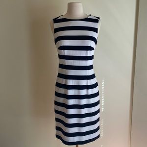 Calvin Klein navy blue and white striped Midi dress